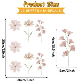 Boho Daisy Wall Decals Peel and Stick - Removable Self-Adhesive Window Clings Floral Wall Stickers for Girls Room, Living Room, Bedroom, Nursery Decor