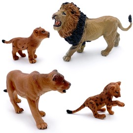 Gemini&Genius Lion Toys, Safari Animal Toys, Wildlife Family Lions Action Figures, Great for Creative Play, Party Favors, School Projects, Baby Shower and Crafts