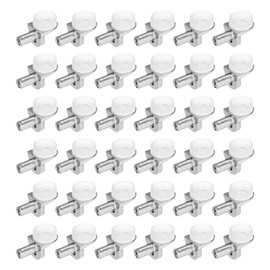 HARFINGTON 40pcs Shelf Support Peg 5mm(1/5 Inch) Zinc Alloy Adjustable Cabinet Holders Pegs with Silicone Suction Cups for Furniture Bookcases Wardrobe Kitchen Cupboard, Silver Tone