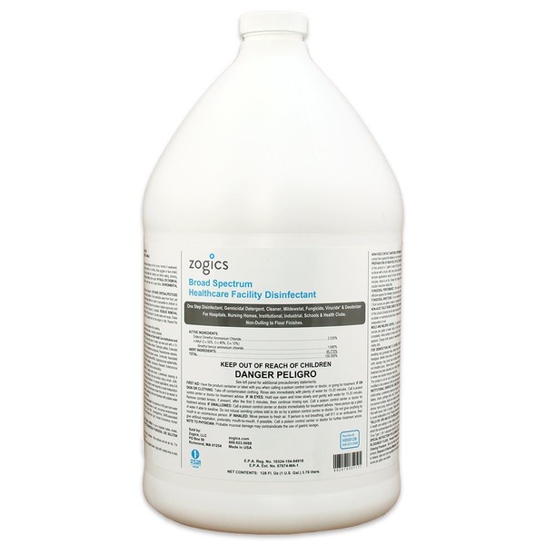 Zogics Broad Spectrum Surface Disinfectant Concentrate, EPA Registered Healthcare Disinfectant (1 Gallon)