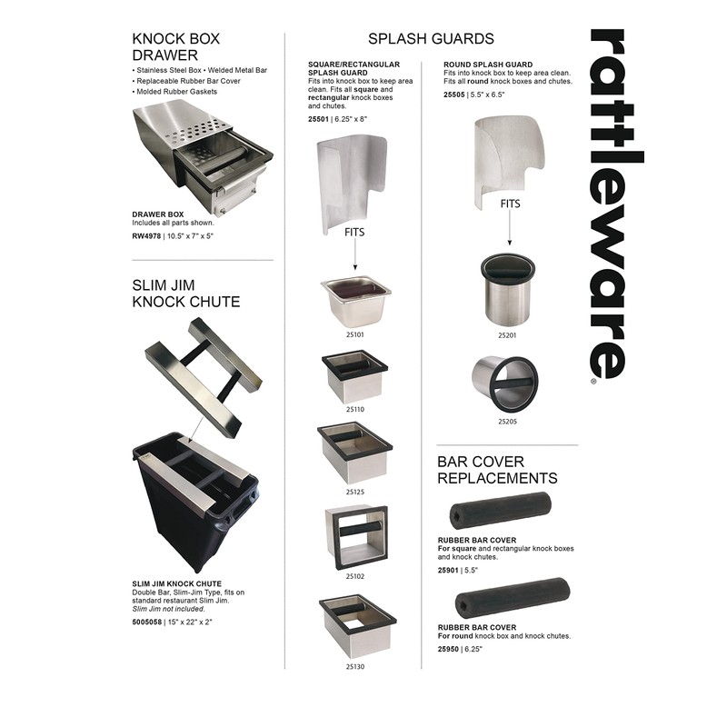 Rattleware Stainless Steel Knock Box | Heavy-Duty Espresso Grounds Container,