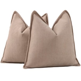 Madizz Textured Chenille Cushion Covers Set of 2 Super Soft Decorative Throw Pillow Covers Boho Pillowcases Modern Home Decor for Sofa Bedroom 26x26 inch, 65x65 cm, Camel