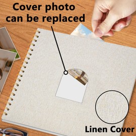 Vienrose 10X10 Inch DIY Scrapbook Album Linen Arch Window Photo Album 40 Blank Pages Scrap Book Photo Albums for Wedding Baby Shower, Beige