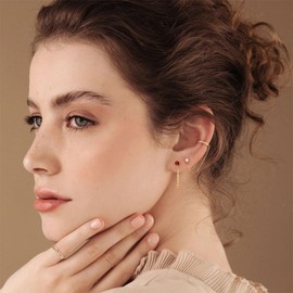 Flat Back Earrings for Women Birthstone Earrings 14k Gold Earring Sets for Multiple Piercing Helix Piercing Earrings Stackable Birthday Jewelry Gifts