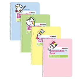 KAISA Colored Paper Spiral Notebook, Wide Ruled 7-1/2"x 9-3/4" Wirebound 1 Subject Notebooks, 100 Sheet/pad 4Pads/Pack, SC10001W