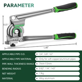 Antstone 1/4” 3/8” 1/2” O.D. Tubing Bender 3 in 1 Tube Bender 180° HVAC Copper Aluminum Tubes Bending Tool for Air Conditioning Refrigeration Repair