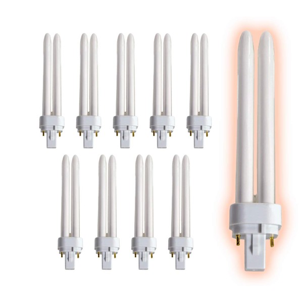 GoodBulb 26 Watt CFL Light Bulbs | 2 Pin G24D-3 Base 4100K Cool White | 26W High Output 1800 Lumens | Double Tube Compact Fluorescent Light Bulbs Plug-in | 10 Pack