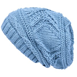 Lilax Knit Slouchy Oversized Soft Warm Winter Beanie Women Hat Blue
