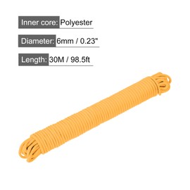 QUARKZMAN Polypropylen-Seilgeflecht 30M/98.5ft 1/4" Gelb für den Innen- und Außenbereich Camping Wäscheleine