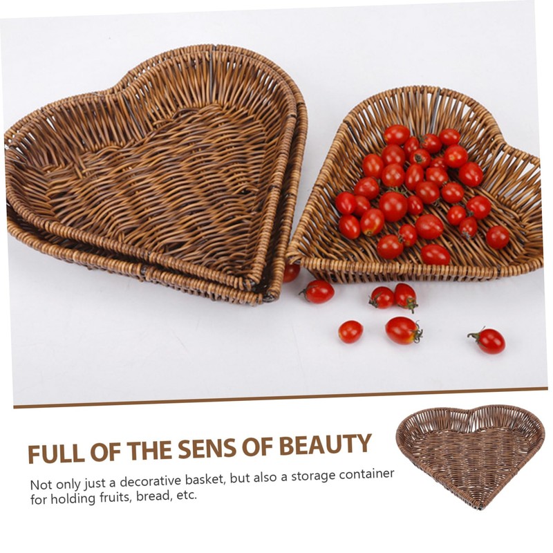 Mikinona 1Pc Natural Woven Rattan Fruit Basket Creative Tabletop Snack