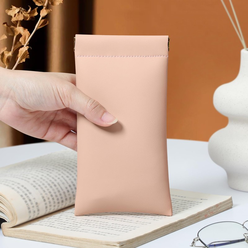 MEIBOOCH Squeeze Top Sunglass Case, New Organosilicon Soft Leather Eyeglass
