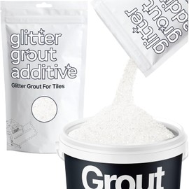 Hemway White Iridescent Glitter Grout Additive 100g Metallic Flakes for Adding Sparkle to Kitchen & Bathroom Tiles | Enhance Your Indoor Grouting Projects with a Durable Sparkly Effect