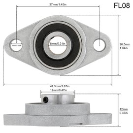 DiGiYes 4Pcs KFL002 15mm Inner Bore Mounted Flange Mounted Pillow Block Bearings for Diameter 15mm Linear Shaft Rod T8 Lead Screw