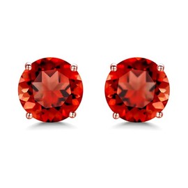 [JIANGXIN] 0.2 inch (5 mm) Oval Cut 925 Silver Earrings, Women's K18 18K 18K Rose Gold, Mandarin Garnet, Everyday Use, Simple, Elegant, For Both Ears, Birthday, January Birthstone Anniversary,