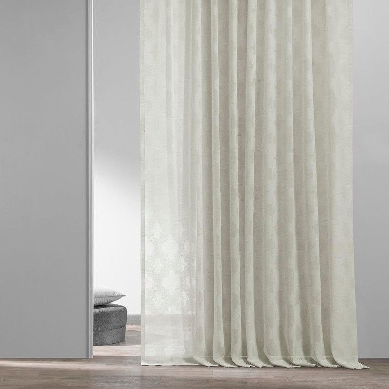 HPD Half Price Drapes Patterned Linen Sheer Curtains For Living