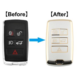 QIULIFAN Key Cover TPU Key Case with Keyring for Range Rover Discovery Sport Defender Evoque Velar Jaguar, Silver