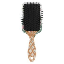 Hair Brush for Women and Girls, Vintage Pink Flamingo on Pineapple Hair Brush, Air Cushion Comb for Long, Thick, Curly, Wavy, Dry or Damaged Hair, Reduce Hair Rub