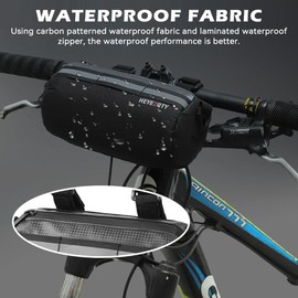 Kytpyi Handlebar Bag Bicycle, Bicycle Bag, 2L Waterproof Bicycle Bag Handlebar with 1 Adjustable Shoulder Strap, Reflective Band, Durable Bicycle Handlebar Bag for MTB Electric Bicycle (Grey)