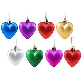 Toyland® 8 x 5cm COLOURFUL Heart Shaped Christmas Tree Baubles