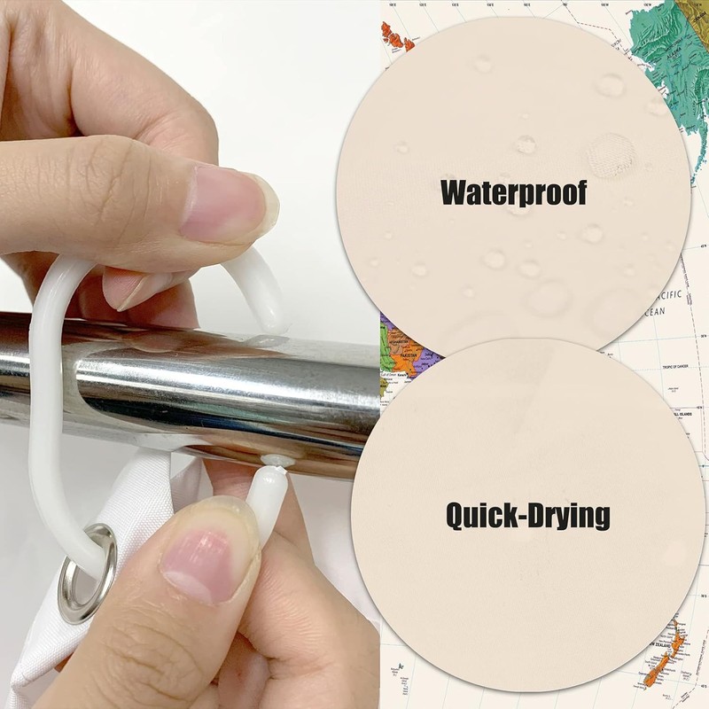 LIVETTY World Map Bathroom Shower Curtains Fabric Shower Curtain Waterproof