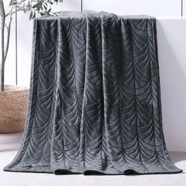 Whale Flotilla Flannel Fleece Throw Blanket for Couch, Soft Fluffy Velvet Sofa Blanket with Decorative Vintage Pattern for All Season, Warm and Lightweight, 50x60 Inch, Dark Grey