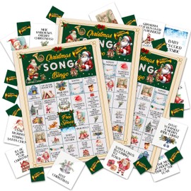 LSJEHTQ Christmas Bingo Games for 24 Players, Christmas Song Bingo Cards for Adults Large Group, Winter Hoilday Party Supplies, Family Activities New Year Favors -06