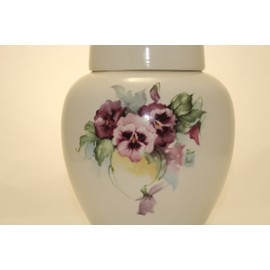 Pansy Funeral Urn - Pansies Cremation Urn for Human Ashes - Hand Made Pottery