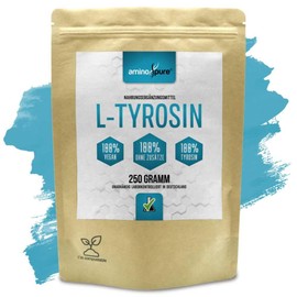 aminopure® Pure Tyrosine Powder, Pure L-Tyrosine without Additives, Fermentation from Corn (GMO-Free), 100% Vegan and Tested for Harmful Substances in the Laboratory, 250 g
