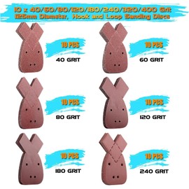 Black Decker Mouse Sanding Discs, 60 Pack Palm Sander Sandpaper Mouse Sanding Sheets Assorted Grits 40/60/80/120/180/240 Compatiable with Black and Decker Detail Hand Sander