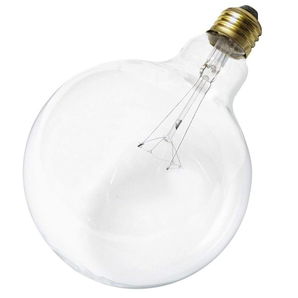 Satco 60G40 Incandescent Globe Light, 60W E26 G40, Clear Bulb