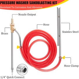 Pressure Washer Sandblasting Kit, Power Washer Sandblasting Kit, 5000 PSI Wet Sandblaster Attachment, Sand Blaster for Pressure Washer with 1/4 Inch Quick Disconnect Sandblasting Kit