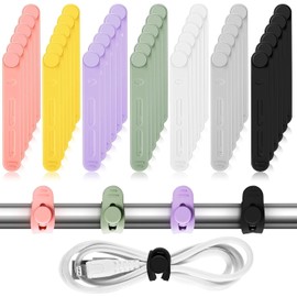 Tellegloww - 42 bridas de silicona reutilizables para cables, organizador de cables de datos ajustables para auriculares, cargador de teléfono, computadora, correas de gestión de cables, artículos