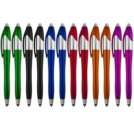 Stylus Pen, 3-1 Multi-Function, Ball Point Black Ink Pen, Capacitive Stylus for Touchscreen Devices, LED Flashlight, Medical Pen Light,for Home,Work,Doctors, and Nurses (12 Pack)