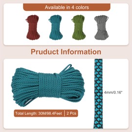 MECCANIXITY 550 Paracord 100 Feet, 2 Pcs 4mm 7 Strand Parachutes Cord Spool Survival Strong Rope String for Camping Hiking Fishing, Blue/Black