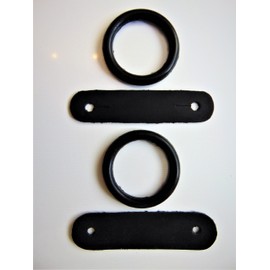 S-Products PEACOCK SAFETY IRONS STIRRUPS RUBBER RINGS & LEATHER CLIPS TABS REPLACEMENT 1 PAIR (Black)