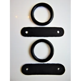 S-Products PEACOCK SAFETY IRONS STIRRUPS RUBBER RINGS & LEATHER CLIPS TABS REPLACEMENT 1 PAIR (Black)