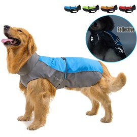 Ranphy Waterproof Dog Raincoat for Medium Large dogs Reflective Adjustable Breathable Jackets Mesh Line Poncho Clothes Outdoor Sports Pet Vest Coat Labrador Rainwear with High Neckline Collar Blue 8XL