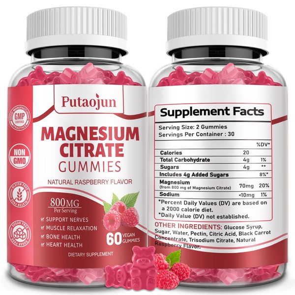 Magnesium Gummies for Adults, 800mg Magnesium Citrate High Absorption Supplement,