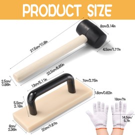 Laminate Flooring Tools Set with 200 mm Hammer Block with Handle, Rubber Hammer with Double Head and a Pair of Gloves - Vinyl Floor Installation Tool for Laminate and Vinyl Panels Vinyl Floor Punch