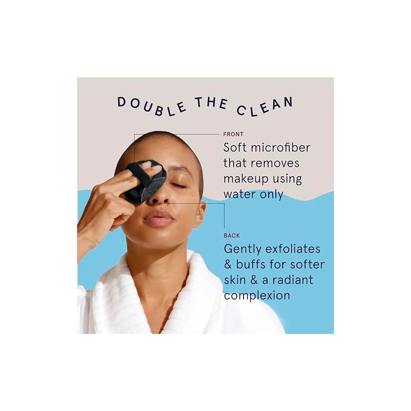 Cleanlogic Almohadillas faciales exfoliantes de doble textura carbón negro/gris, 9