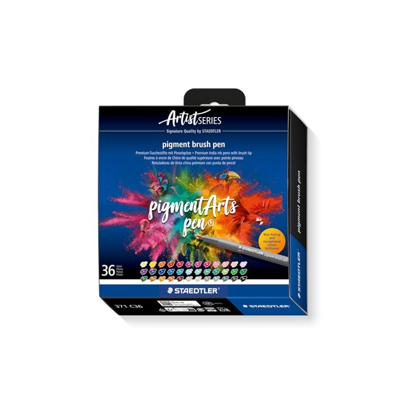 STAEDTLER Pigment Arts - Bolígrafo de pincel (36 unidades, 371