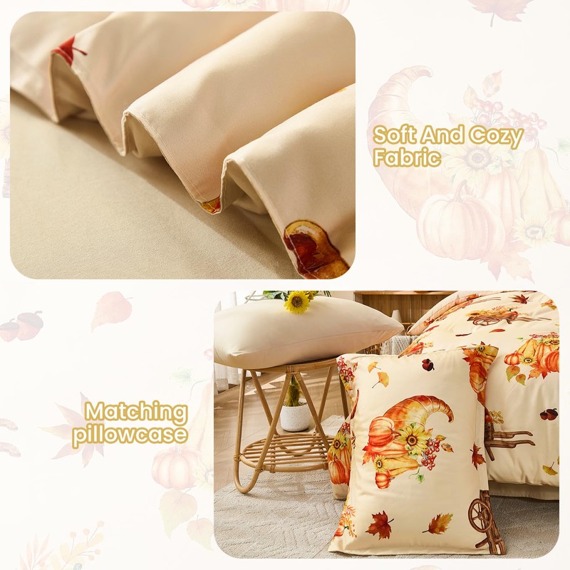 Cottolester Twin Size Comforter Thanksgiving Comforters for Boys&Girls