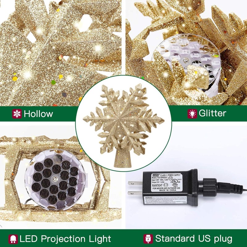 Christmas Tree Topper Xmas Tree Topper Lighted with LED Rotating