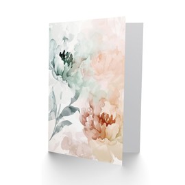 Artery8 Greeting Card Peony Flowers Teal Blue Pink Light Watercolour Blank For All Him Or Her Art Birthday Card
