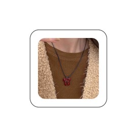 Allereya Boho Schleife Anhänger Halskette Schwarzes Leder Choker Halskette Rote Schleife Halskette Fliege Knoten Halskette Fliege Halsketten Schmuck Für Frauen