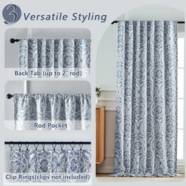 OVZME Blackout Curtains for Bedroom 72 Inch Length 2 Panels, Farmhouse Blue Medallion Patterned Linen Curtains for Living Room, Thermal Insulated Room Darkening Back Tab Window Drapes, 52Wx72L Inches