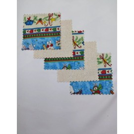 32 5" Quilting Fabric Squares  PreCut Quilting Charm Pack Christmas Bunnies