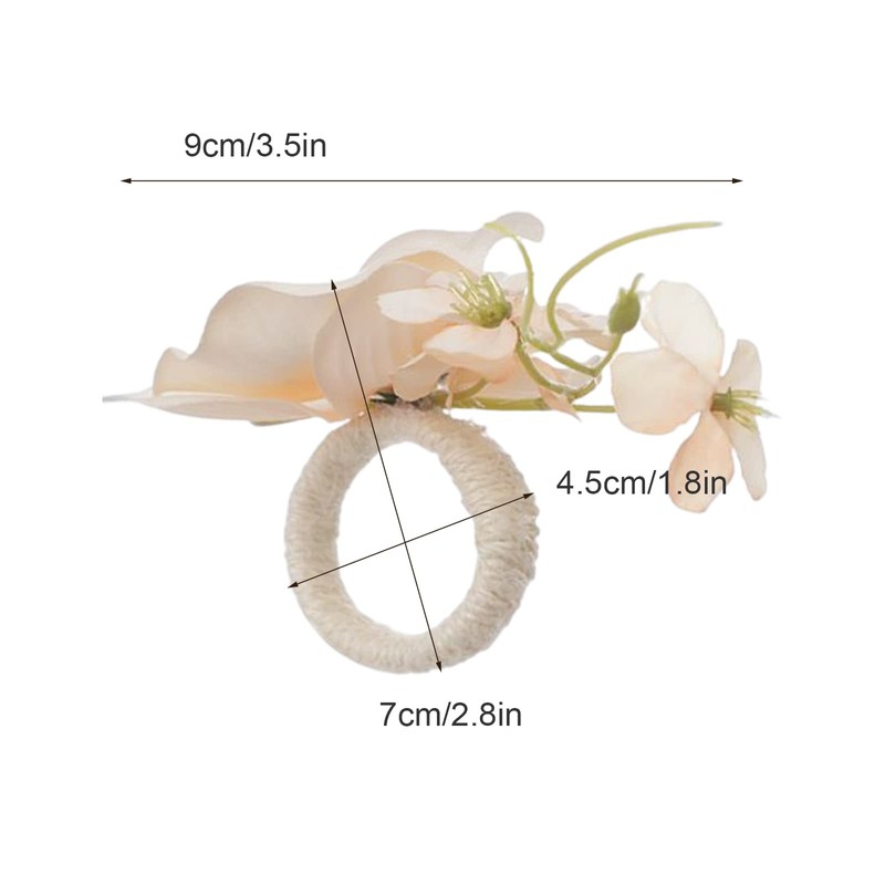 KWQBHW Handmade Orchid Flower Napkin Rings Set of 6 Blue