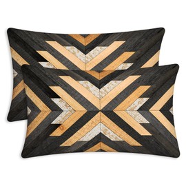 Kerton Stork Aztec Lumbar Pillow Covers 12X20, Black Soft Throw Pillows for Couch, Bohemian Decorative Couch Pillow Covers for Bedroom Living Room, Wooden