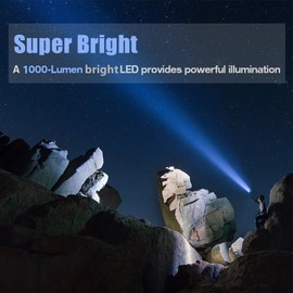 YIERBLUE Rechargeable Spotlight, Super Bright 1000000 High Lumen LED Handheld Spotlight Long Lasting Large Flashlight Searchlight and Flood Camping Flashlight with Foldable Tripod